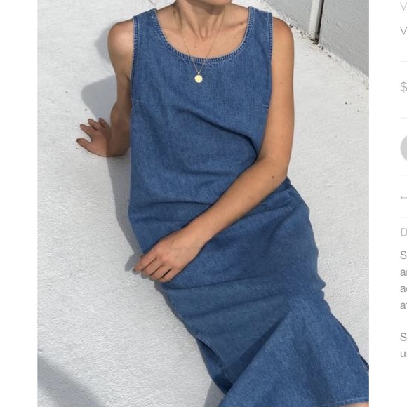 1990s Vintage Denim Maxi Sac Pinafore Dress - Picture 3 of 8